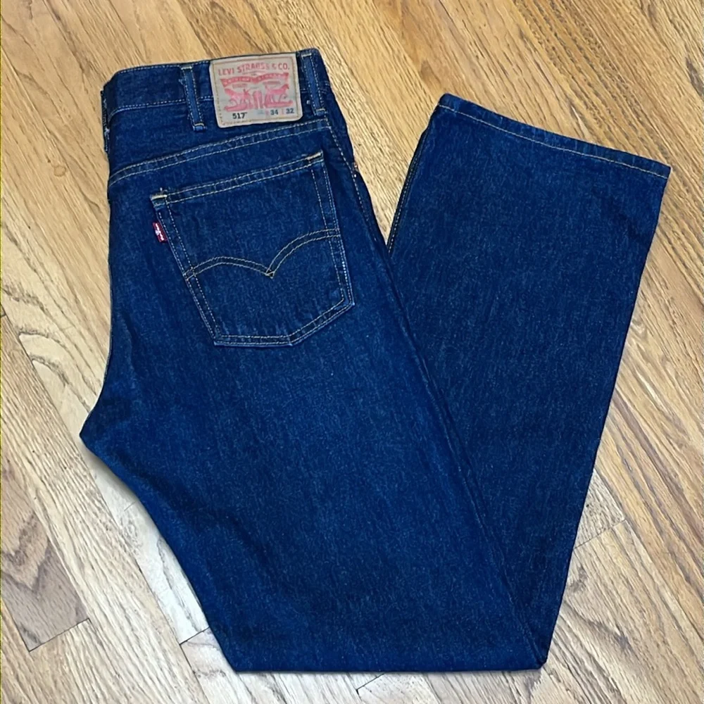 Levi's 517 Boot Cut Dark Wash Made Aug 2013 Blue Jeans Men's W/34 L/32 - Picture 5 of 12